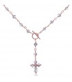 Rue Des Mille Necklace for Woman - Crystal Rainbow Rose Gold with Cross and Gray Crystals