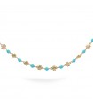 Rue Des Mille Necklace for Woman - Io&Ro Gold with Four-Leaf Clover and Turquoise Stones