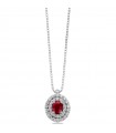 Miluna Women's Necklace - in 18K White Gold with Ruby Pendant and Natural Diamonds - 0