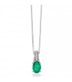 Miluna Women's Necklace - in 18K White Gold with Emerald Pendant and Natural Diamonds - 0