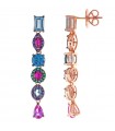 Salvatore Plata Earrings for Women - Genuine Rose Gold Pendants with Colored Cubic Zirconia