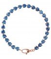 Bronzallure Women's Bracelet - Altissima Tennis Rose Gold with Blue Zircon Hearts Size L