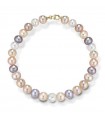 Bracciale Lelune Young Donna - con Perle Freshwater 6,5-7mm Multicolor e Chiusura in Oro Giallo 18 carati