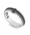 Zancan Ring for Men - Cosmopolitan in 925% Silver with Black Crossed Spheres and Spinels Size 20