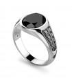 Zancan Ring for Men - Cosmopolitan Chevalier in 925% Silver with Central Black Onyx Size 23