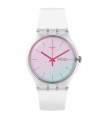 Swatch Watch - Transformation PolaWhite Time and Date White 41 mm Turquoise with Fuchsia Hands