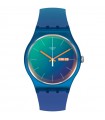 Swatch The March Collection Fade to Teal Time and Date Green and Blue Gradient 41mm