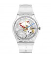 Orologio Swatch - Clear Clearly Gent Solo Tempo Trasparente 34mm con Lancette Colorate