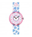 Flik Flak Kids Watch - Color My Life Color Crush White 32mm Pink with Light Blue Hearts