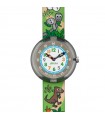 Orologio Flik Flak per Bambini - Funny Hours Sauruses Return Solo Tempo Grigio 32mm Verde con Dinosauri