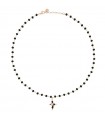 Rue Des Mille Woman's Necklace - Rosary with Black Stones - 0