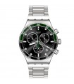 Swatch Watch - The May Collection Dark Green Irony Chronograph Silver 43mm Black with Green Bezel