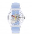 Swatch Watch - Monthly Drops Clearly Blue Stripped Only Transparent Time 41mm with Back Blue Stripe