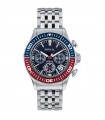 Breil Men's Watch - Manta 1970 Solar Chronograph Silver 44mm with Red and Blue Bezel