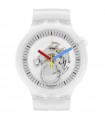 Orologio Swatch - Clear Clearly Bold Solo Tempo Bianco Trasparente 47mm con Lancette Colorate
