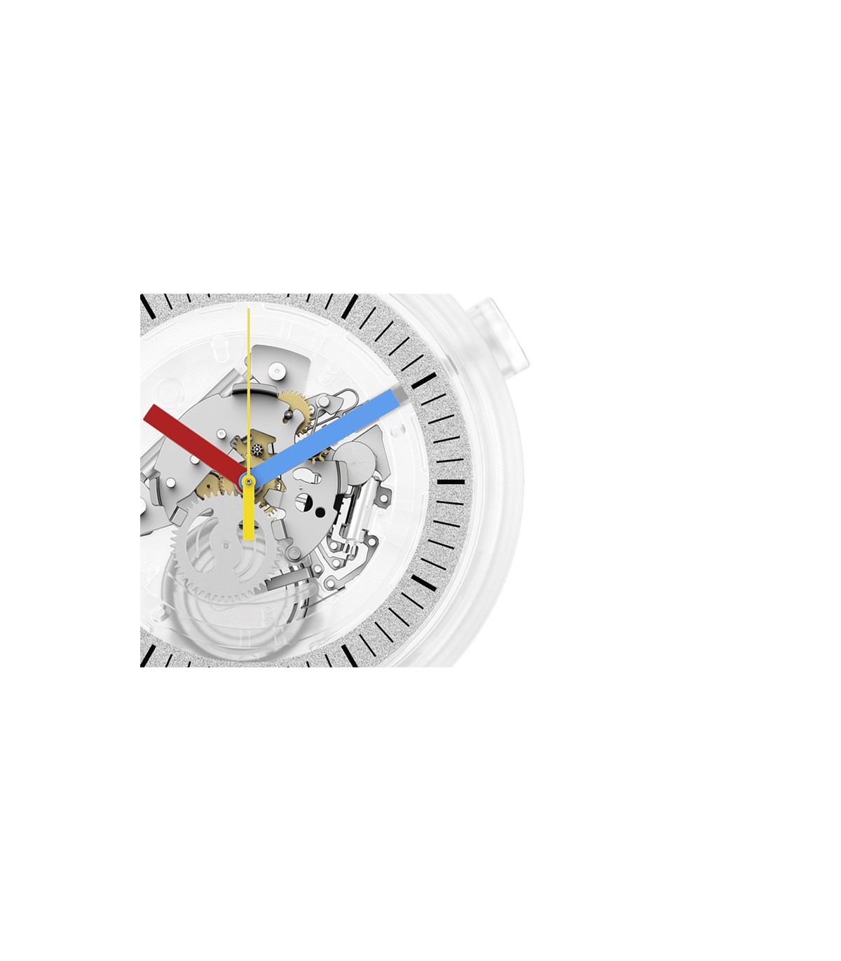 Swatch Watch Clearly Bold Transparent 47mm Colored Hands SB01K100