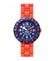 Orologio Flik Flak per Bambini - City of Life OrangeBrick Solo Tempo Blu 37mm Arancione