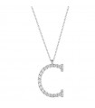 Buonocore Necklace - You Are 2.0 in 18K White Gold with Large Letter C and Natural Diamonds 0.48 ct - 0