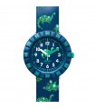 Orologio Flik Flak per Bambini - Shine Bright Dinaxus Solo Tempo Blu 37mm Verde