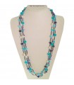 Rajola Women's Necklace - Long Multi-strand Candy with Pearls and Turquoise Paste - 0