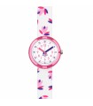 Flik Flak Kids Watch - Marinette & Adrien Marinette Only Time Pink 32mm White with Floral Motif