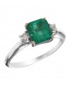 Picca Woman Ring - in 18K White Gold with Natural Diamonds and 1.36 ct Emerald - 0