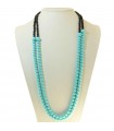 Rajola Women's Necklace - Capricci Long Multistrand Primrose with Turquoise Paste and Onyx