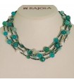 Rajola Women's Necklace - Multistrand Candy with Pearls and Green Agate