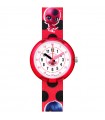 Flik Flak Kids Watch - Miraculous Ladybug and Cat Noir Ladybug White 32mm with Red Polka Dots