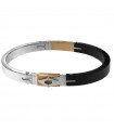 Arkano Bracelet - Rigid Handcuff in White Gold - 18K Rose Gold and Carbon Fiber - 0