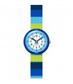 Flik Flak Watch for Kids - Color My Life Stripy Blue Only Time 32mm with Blue and Green Stripes