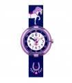 Flik Flak Watch for Kids - Sport Lovers Holly Hopper Only Time Purple 32mm with Printed Horses