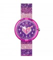 Flik Flak Watch for Kids - Color My Life Stripy Glitter Only Time 32mm with Purple Stripes with Glitter