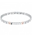 Maserati Men's Bracelet - Diamonds in Steel with Black Trident and White Diamonds