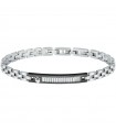 Maserati Men's Bracelet - Diamonds in Steel with Black Central Plate and White Diamonds