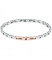 Bracciale Maserati da Uomo - Iconic in Acciaio con Targa PVD Rose Gold e Cristalli Neri