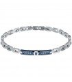 Maserati Men's Bracelet - Iconic in Steel with Blue PVD Plate and White Crystals