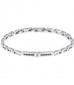 Maserati Men's Bracelet - Iconic in Steel with Pink Trident and Black Crystals