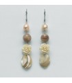 Miluna Earrings - Secrets of the Earth in 925% Silver with Baroque Pearls and Rhodonite - 0