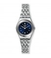 Swatch Women's Watch - Classic Sloane in Stainless Steel Silver 25mm Blue with Crystals