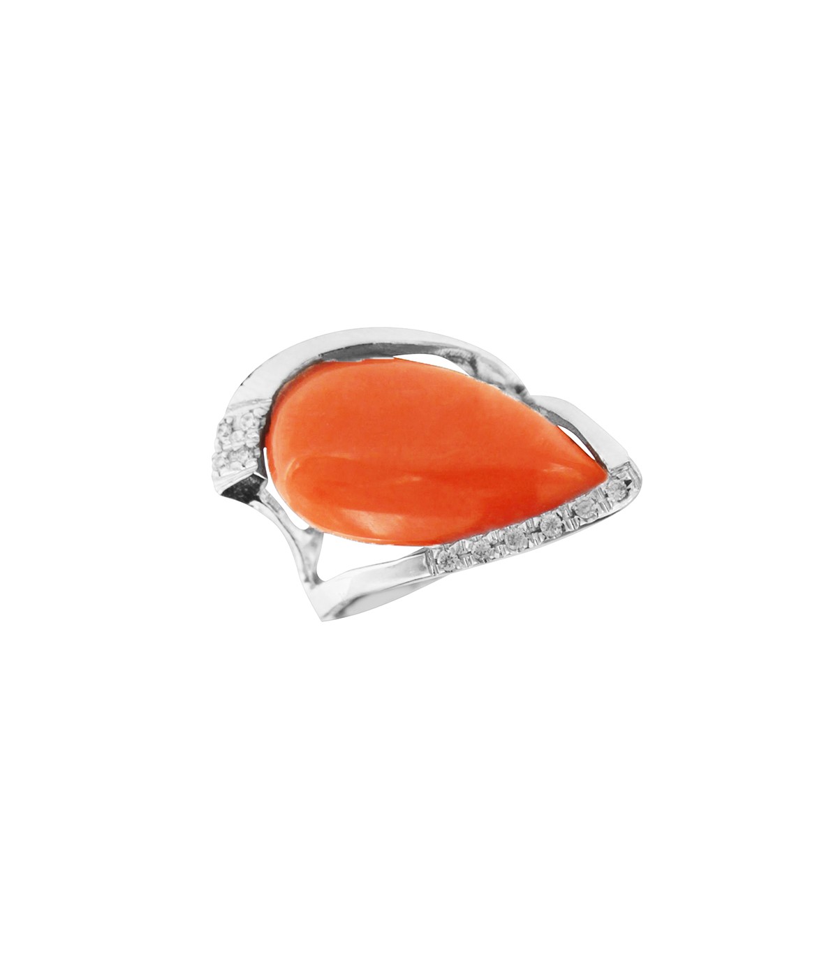 White gold deals coral ring