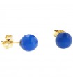 Rajola Women's Earrings - Nudi in 18K Yellow Gold with 8 mm Blue Agate Sphere