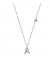 Buonocore Necklace - You Are in 18k White Gold with Letter A and Natural Diamonds 0.05 ct - 0