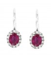 Davite&Delucchi Earrings - 18k White Gold Pendants with Natural Diamonds and Rubies 0.95 ct - 0