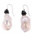 Rajola Earrings for Women - Charlotte Pendants with Baroque Pearls and Hematite