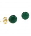 Orecchini Rajola da Donna - Nudi in Oro Giallo 18 Carati con Sfera di Agata Verde 8 mm