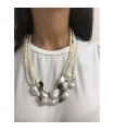 Collana Rajola da Donna - Bloom Multifilo con Perle di Fiume e Pietre Preziose Colorate