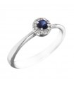 Davite & Delucchi Women's Ring - in 18k White Gold with Natural Diamonds and 0.14 ct Sapphire - 0