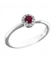 Davite & Delucchi Women's Ring - in 18k White Gold with Natural Diamonds and 0.14 ct Ruby - 0
