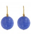 Rajola Earrings for Women - 18K Yellow Gold Hook with Blue Fire Agate 16mm